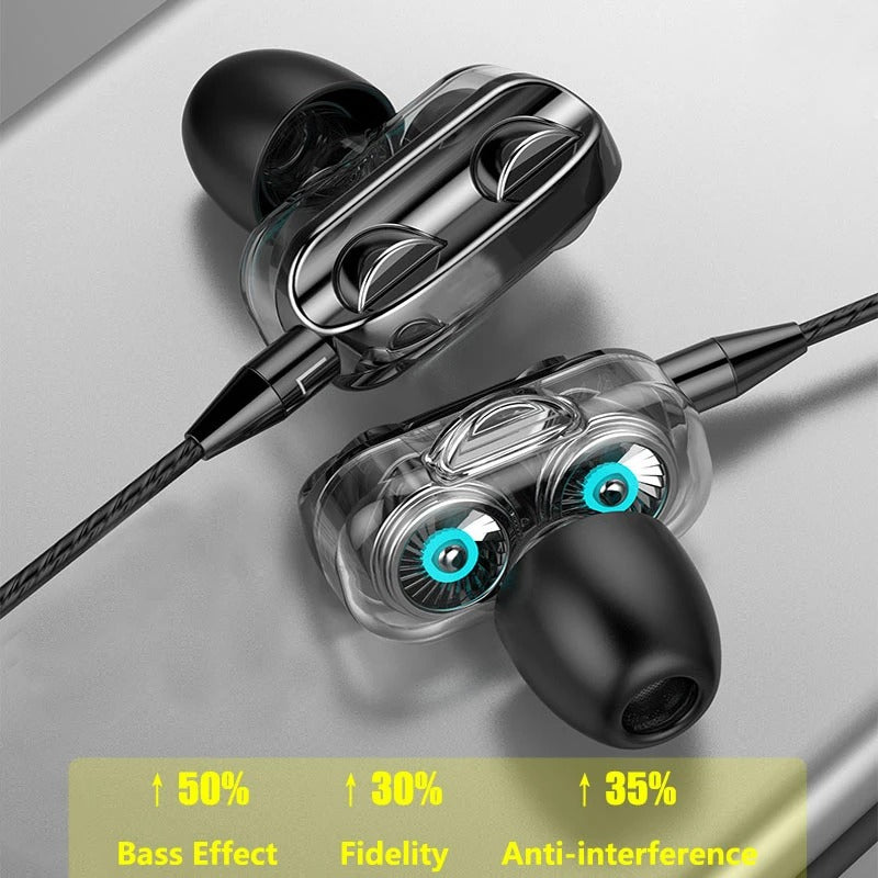 HiFi Wired Noise Reduction Stereo Headphones with Mic
