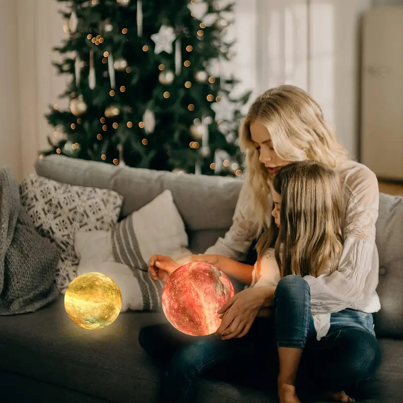 16-Color 3D LED Moon Light with Stand - Night Light