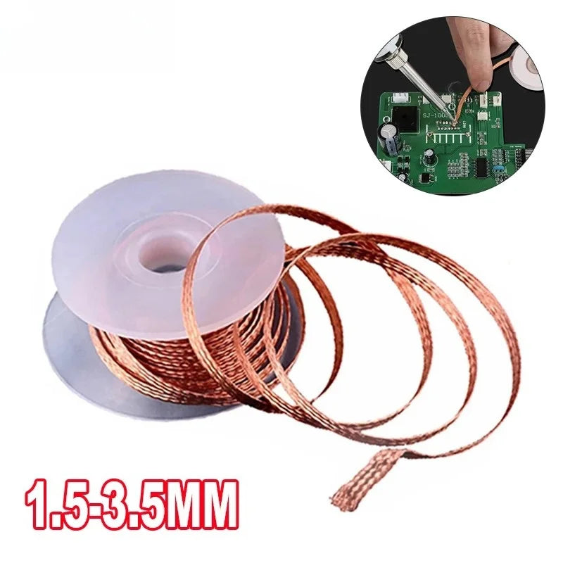 1.0-4.0mm Desoldering Mesh Braid Tape Copper Welding Point Solder Remover Wire Soldering Wick Tin Lead Cord Flux For Soldering