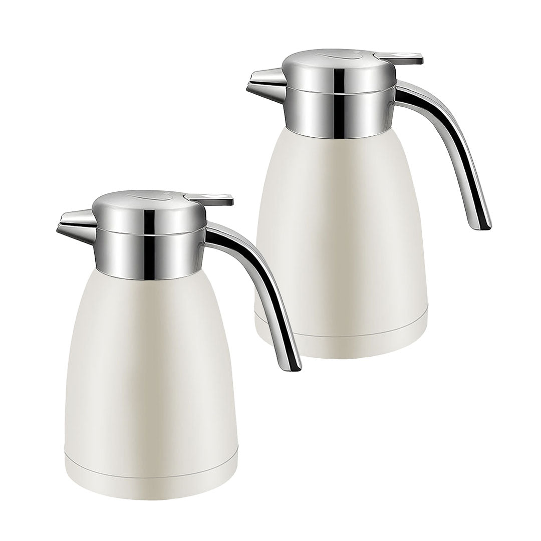 SOGA 2X 1.8L Stainless Steel Water Bottle Insulated Vacuum Flask Coffee Jug Thermal White