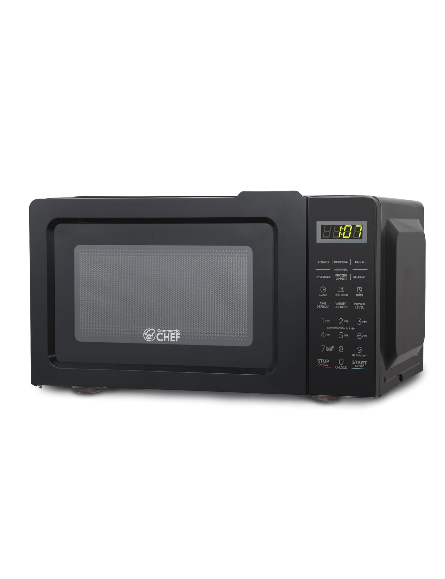 COMMERCIAL CHEF 0.7 Cubic Foot Microwave with 10 Power Levels Small Microwave with Pull Handle 700W Countertop Microwave Up to 99 Minute Timer and Digital Display Black