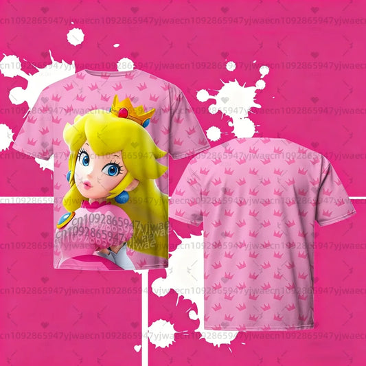 2026 men Super Mario Bros. Yoshi Peach T Shirt Kids Summer Dress Boy T-Shirt men women Short Sleeve Top Kids Cute Birthday tees