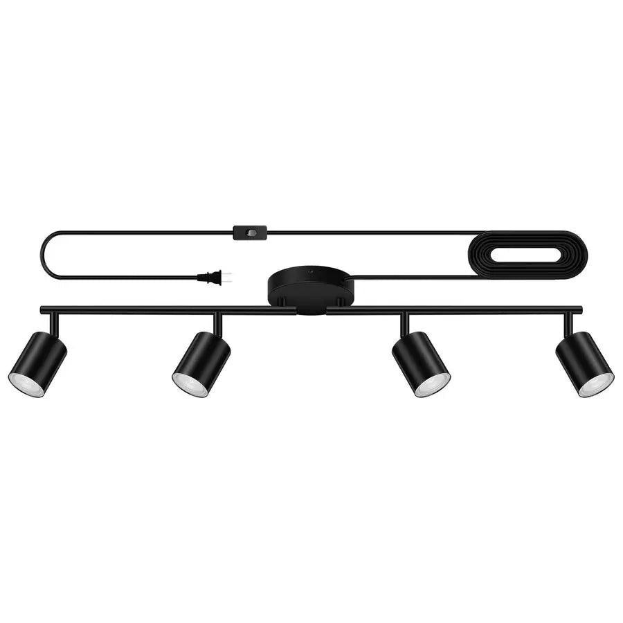 in Track Lighting, LED Track Lighting Fixtures Ceiling, Black 4Light Kitchen Light Kit, Plug in Wall Light with 14.8ft Power Cor