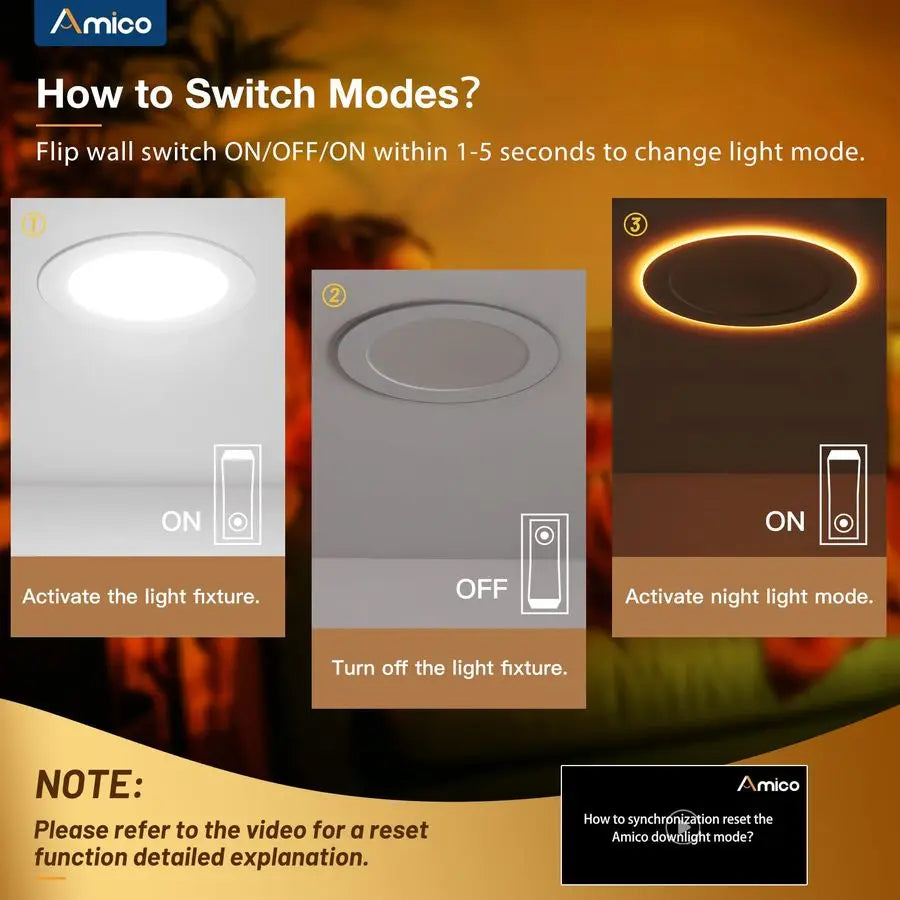 4 Pack 6 Inch 5CCT LED Recessed Ceiling Light with Night Light, 2700K 3000K 3500K 4000K 5000K Selectable UltraThin Recessed Ligh