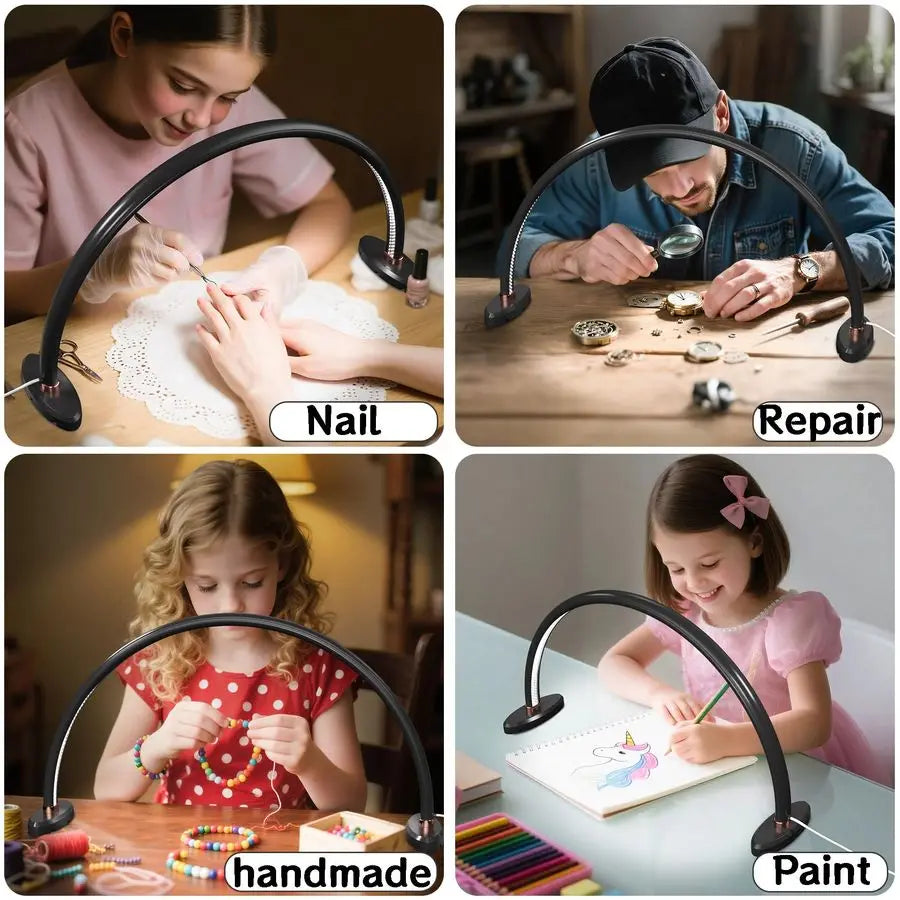 Moon Light for Nail Desk,LED Nail Desk Lamp, 3 Color Temperatures Adjustable,Half Moon Desk Lamp is The Perfect Choice for Perso