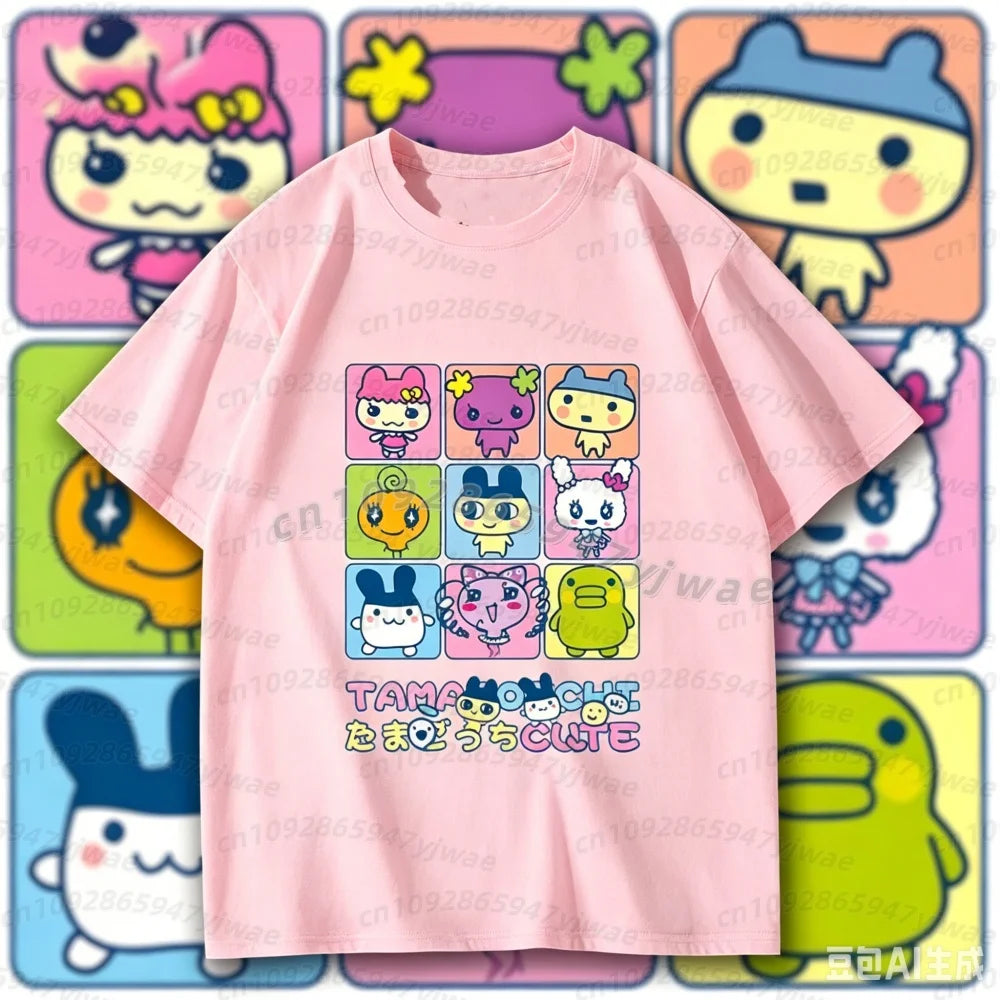 2026 Summer  men t-shirt  Japan Tamagotchi T-shirt Men's Women Tshirt Tops Graphic Female Kawaii Cartoon men Adults Tees