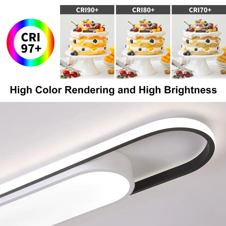 Modern Smart LED Linear Ceiling Lights Dimmable LED Ceiling Lamp with Remote Control,65W Metal Acrylic Flush Mount Ceiling Light
