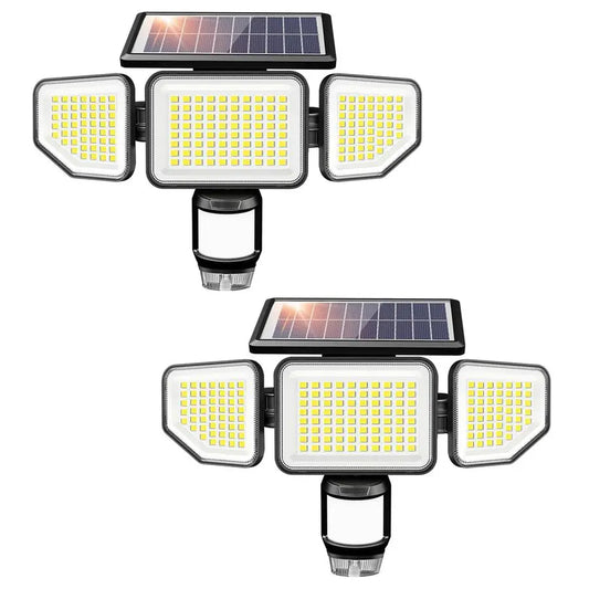 Solar Lights Outdoor, 3 Heads Security Lights with Remote Control amp Night Light, IP65 Waterproof Motion Sensor Lights, 3 Modes