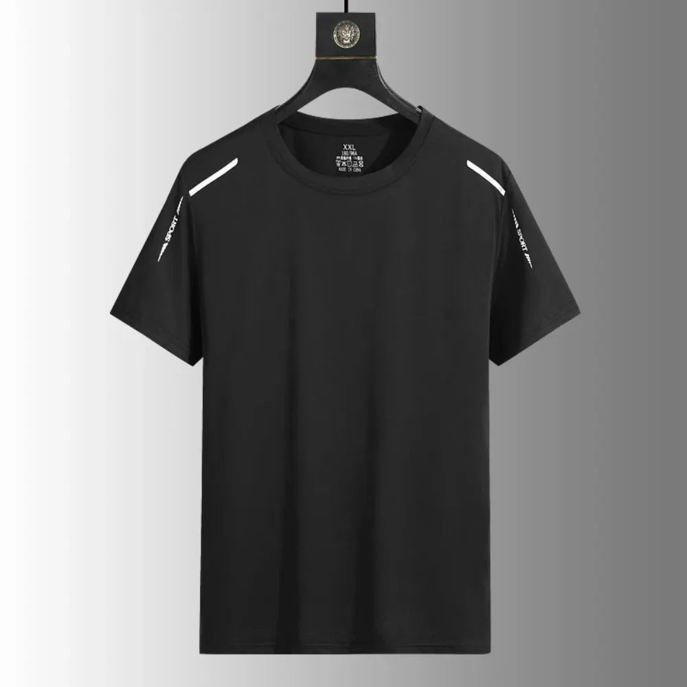 Running T-shirt Reflective Short Sleeve Ice Silk Quick Drying Summer Thin Breathable Fitness Tees Shirt Sportswear Sportsshirt