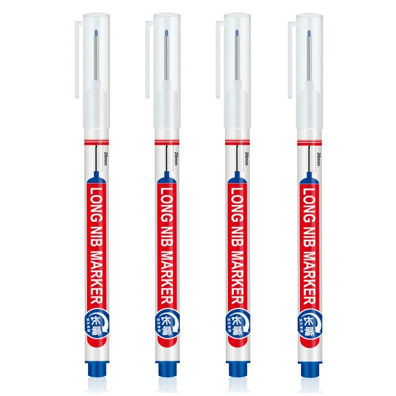 4Pcs/Set 20mm Deep Hole Long Nib Head Markers For Metal Perforating Pen Waterproof Bathroom Woodworking Decoration Multi-Purpose