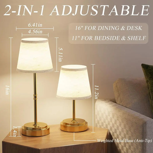 Table Lamp for Kitchen Counter amp Dining Room, 7500mAh Rechargeable Battery Operated Lamp, Antique Brass LED Touch Light for Re