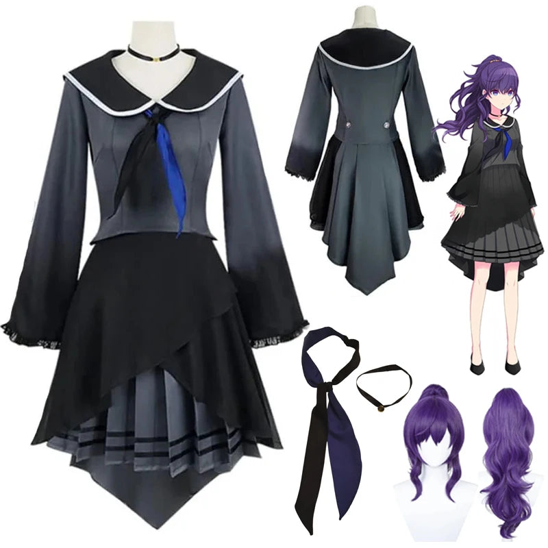 Project Sekai Game Asahina Mafuyu Anime Cosplay Costume Uniform Wig Full Set for Women Girls Halloween Carnival Party Role Play