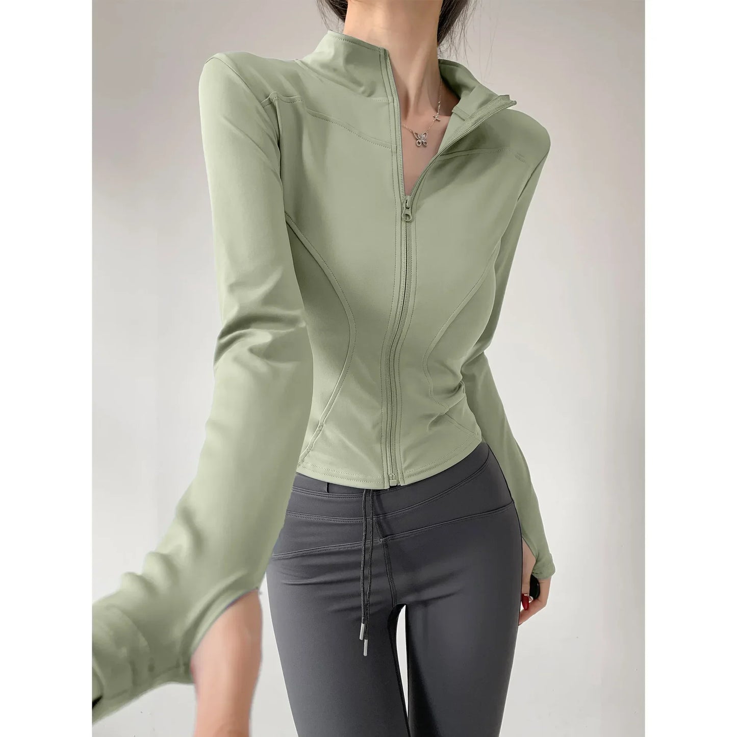 Sun Quick Drying Sports Coat Women's Tight Top Yoga Jacket Long Sleeve Zipper Jacket Running Fitness Women's Jacket S-3XL