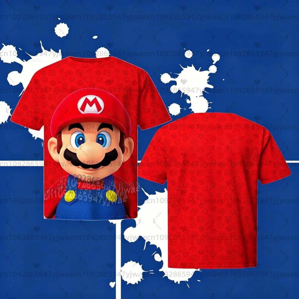 2026 men Super Mario Bros. Yoshi Peach T Shirt Kids Summer Dress Boy T-Shirt men women Short Sleeve Top Kids Cute Birthday tees