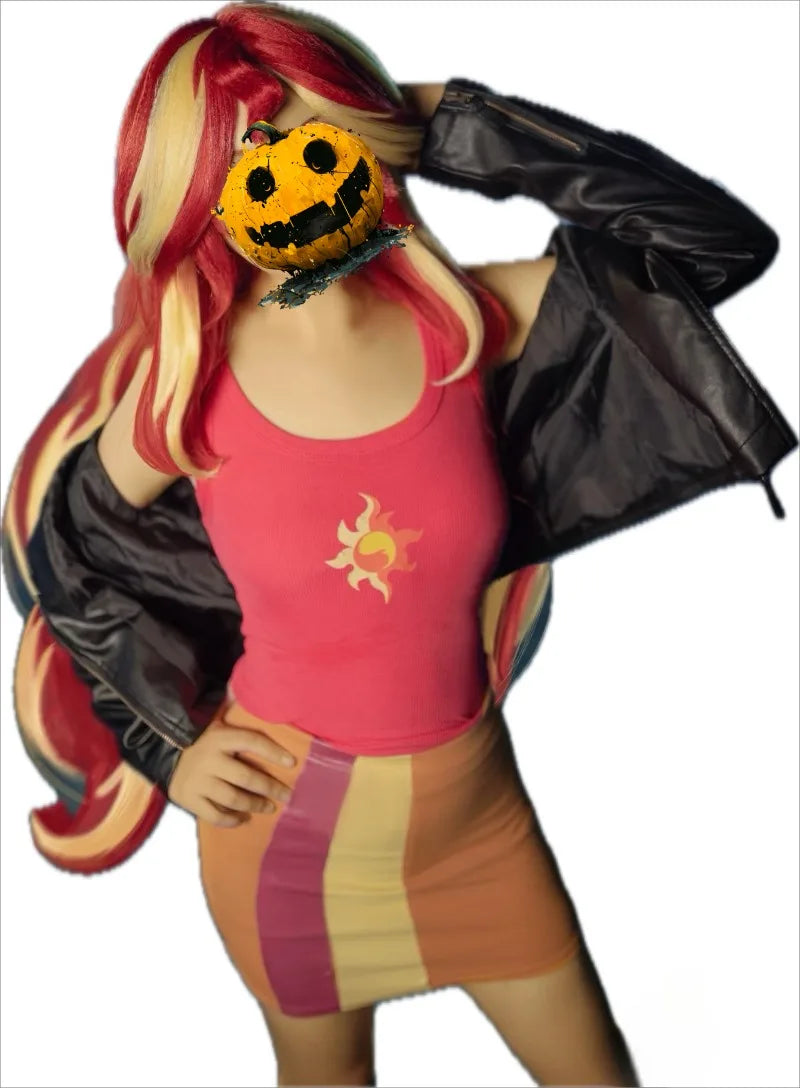 IN STOCK Anime Littlee Ponyy Cosplay Sunset Shimmer Costume Wig Lovely Princess Skirt Uniform  Halloween Party Outfit for Women