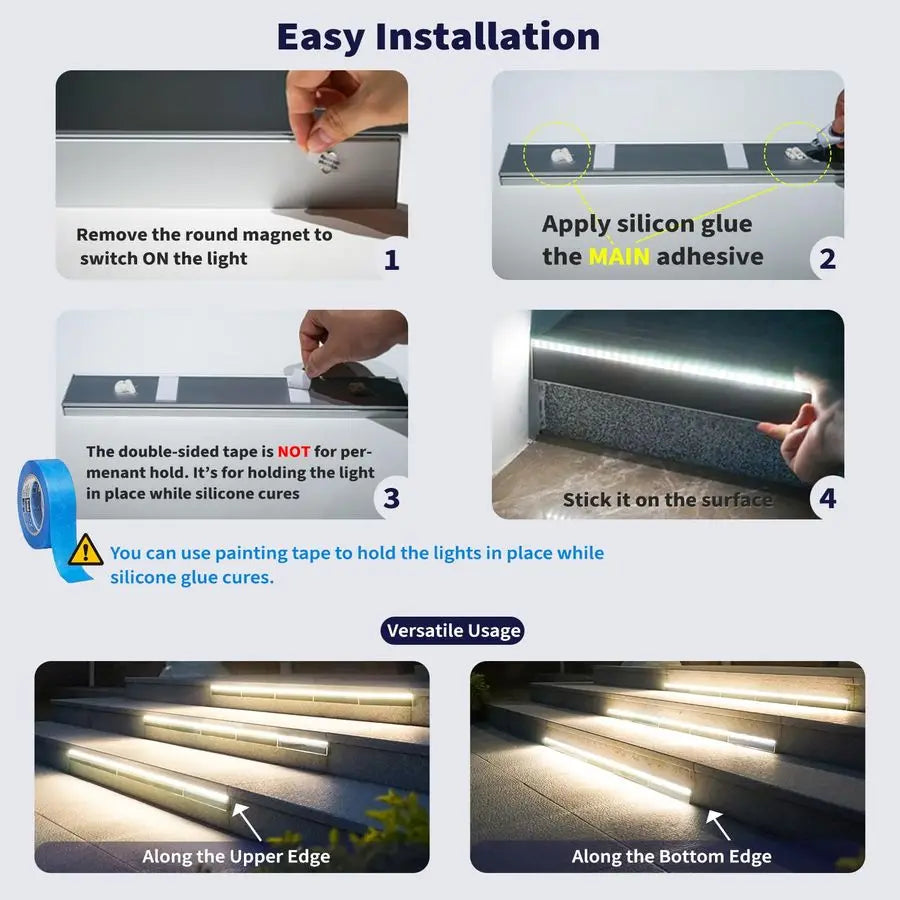 Step Lights for Outside, 33 FocusedBeam HighBrightness LEDs, Waterproof Aluminum Outdoor Stair Light for Risers, Curbsides, Pool