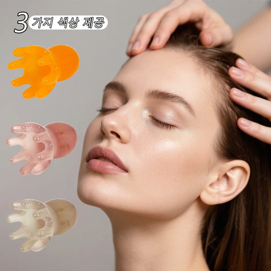 Cute Octopus Scalp Massage Comb (Resin)｜Korean Hair Care, Stress Relief, Anti-Hair Loss, Portable Head Massager for Home & Trave