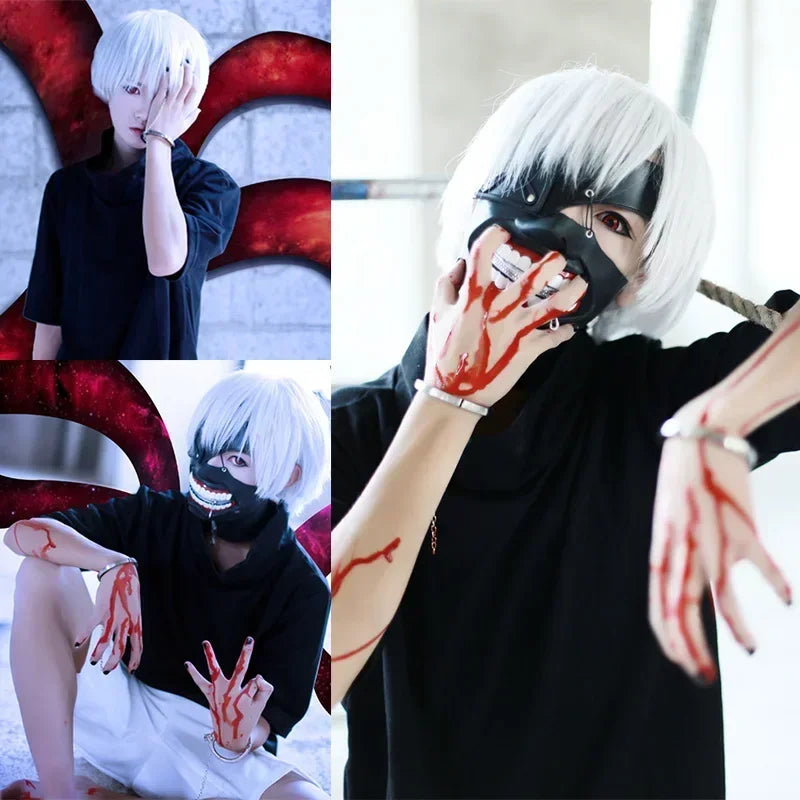 Anime Tokyo Ghoul Kaneki Ken Masker Cosplay Kostuum Shirt Short Tops Mannen Vrouwen Halloween Party Outfit