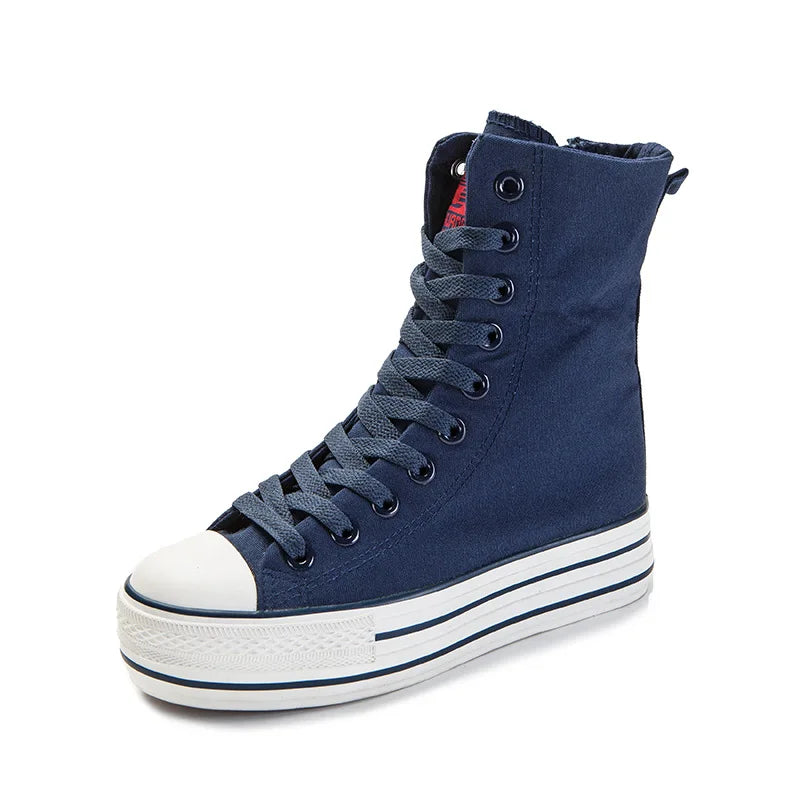 Women's Shoes New High-top Side Zip Canvas Sneakers Fashion Comfortable Platform Boots for Women Student Shoes Platform Sneakers