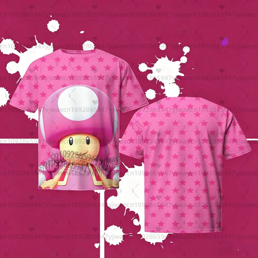 2026 men Super Mario Bros. Yoshi Peach T Shirt Kids Summer Dress Boy T-Shirt men women Short Sleeve Top Kids Cute Birthday tees