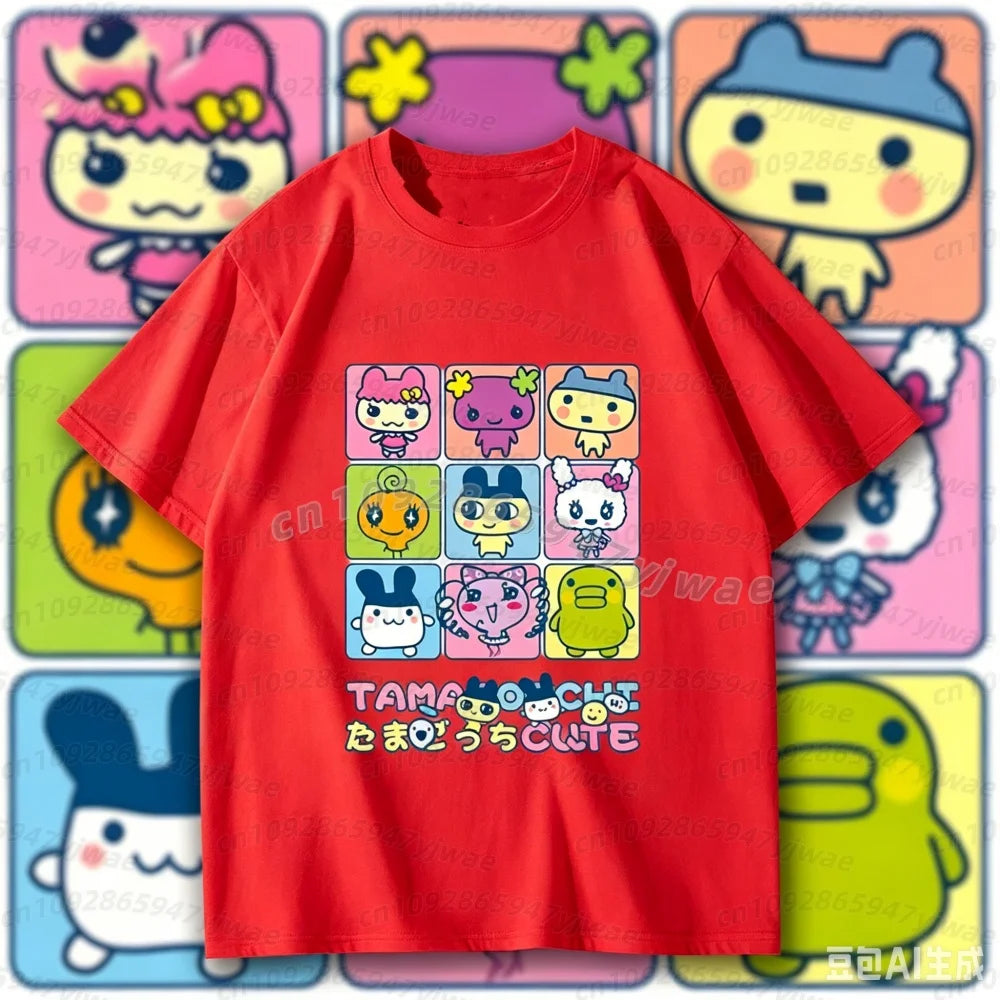 2026 Summer  men t-shirt  Japan Tamagotchi T-shirt Men's Women Tshirt Tops Graphic Female Kawaii Cartoon men Adults Tees