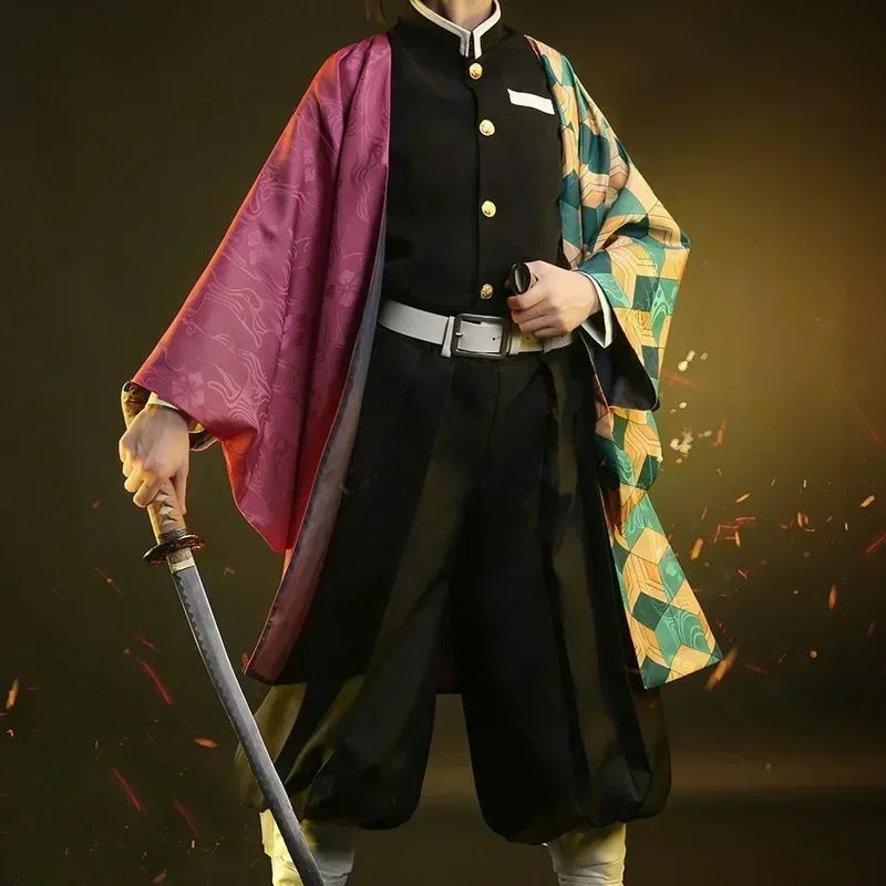 2025 Halloween Anime Demon Slayer Tomioka Giyuu Cosplay Costume Accessories Suit Uniforms Kimetsu No Yaiba Costumes Wig
