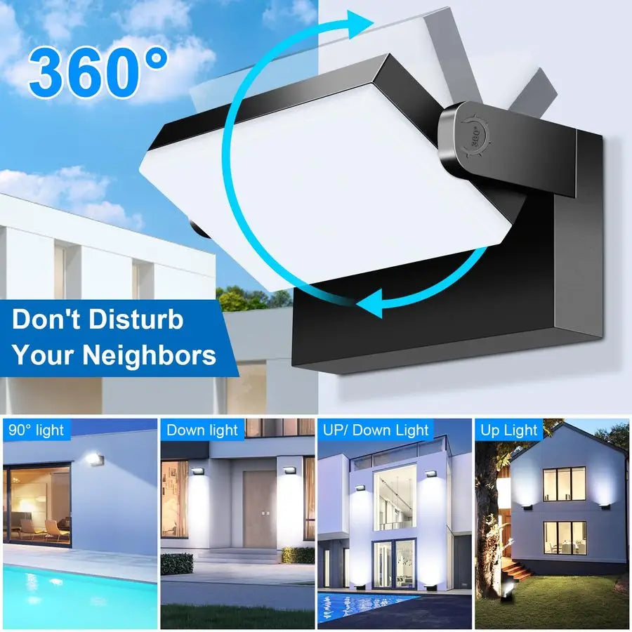 LED Flood Lights Outdoor 60W Rotatable 360 Adjustable Head Switch Control Exterior Lighting Fixture Wall Pack Commercial Securit