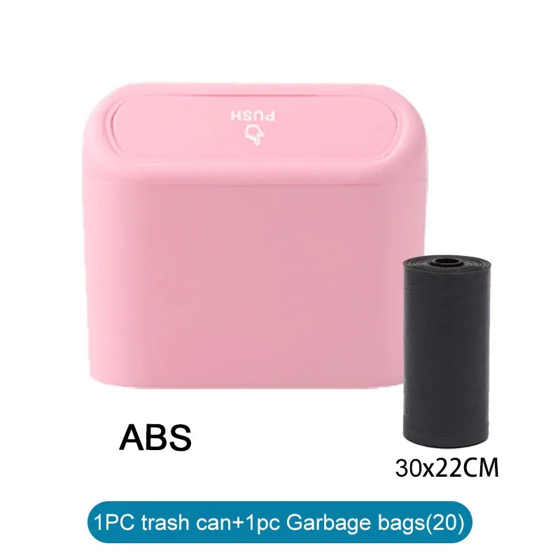 1Pcs Leak-proof Mini Car Trash Can with Lid Small Car Accessories Includes 60 (300) Garbage Bags for Vehicle Interior