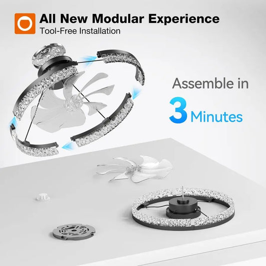Ceiling Fans with Lights and Remote, 20 Low Profile Ceiling Fans, 30006000K Dimmable Modern Flush Mount LED Fan Light, Fandelier