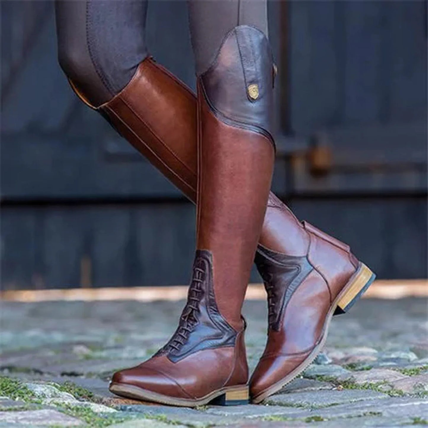 Equestrian Boots Genuine Leather Professional Horse Riding Sports Training High Top Knight Boots Wear-Resistant Competition