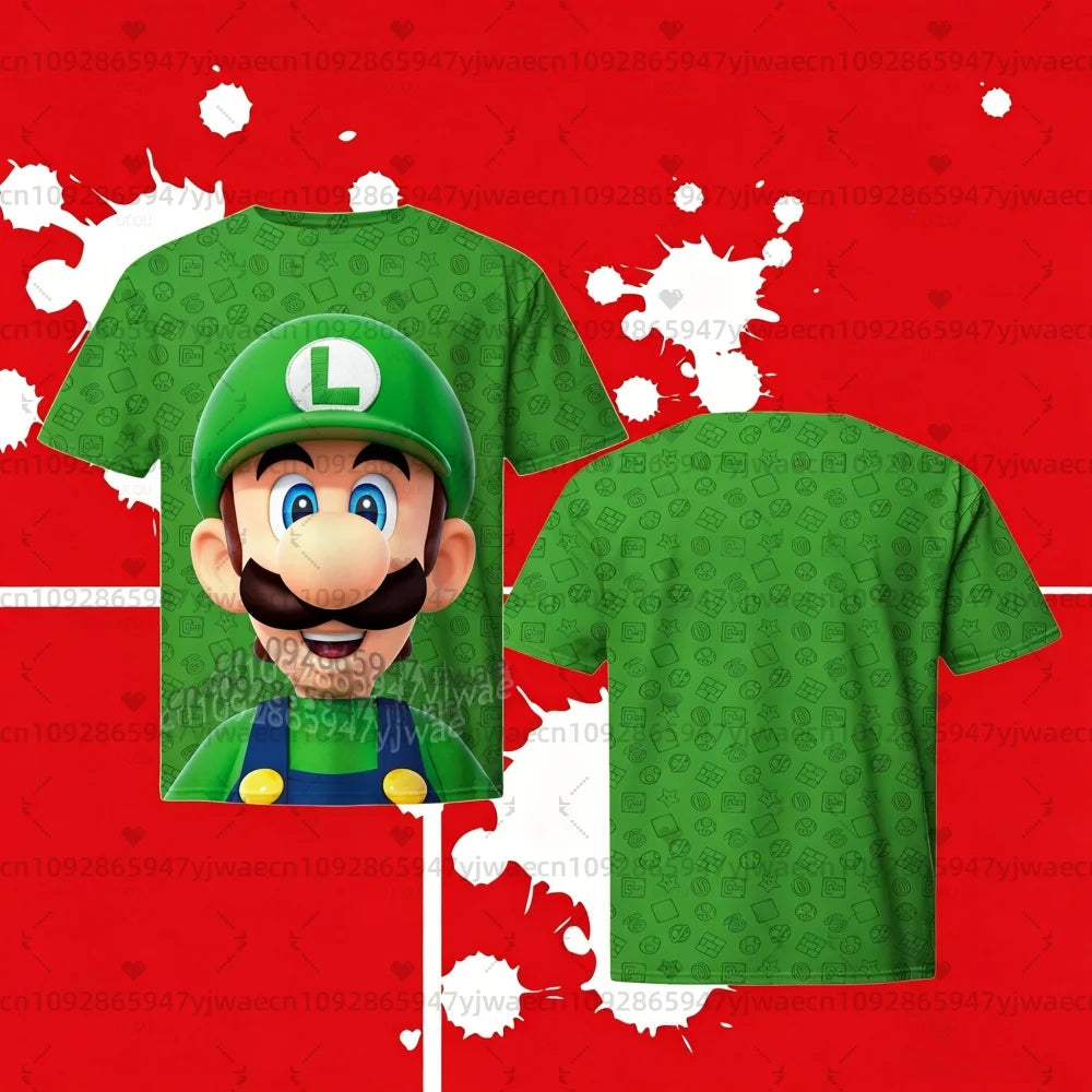 2026 men Super Mario Bros. Yoshi Peach T Shirt Kids Summer Dress Boy T-Shirt men women Short Sleeve Top Kids Cute Birthday tees