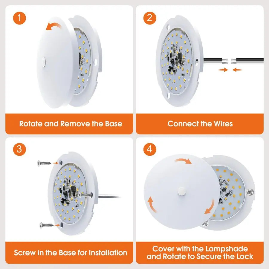 RV Interior Lights, RV LED Ceiling Puck Light, 4 Pack 4.5 Inch 12V, RV Boat Interior Lighting, Dimmable Light for Camper Travel