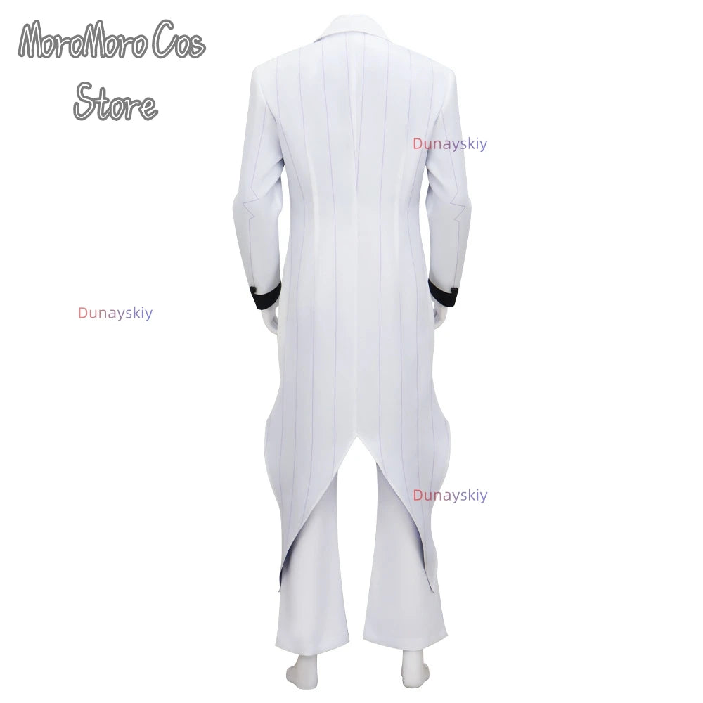 2025 New Anime Cosplay Hotel VOX Cosplay Costume White Suit Top Pants Women Men Halloween Roleplay Clothes
