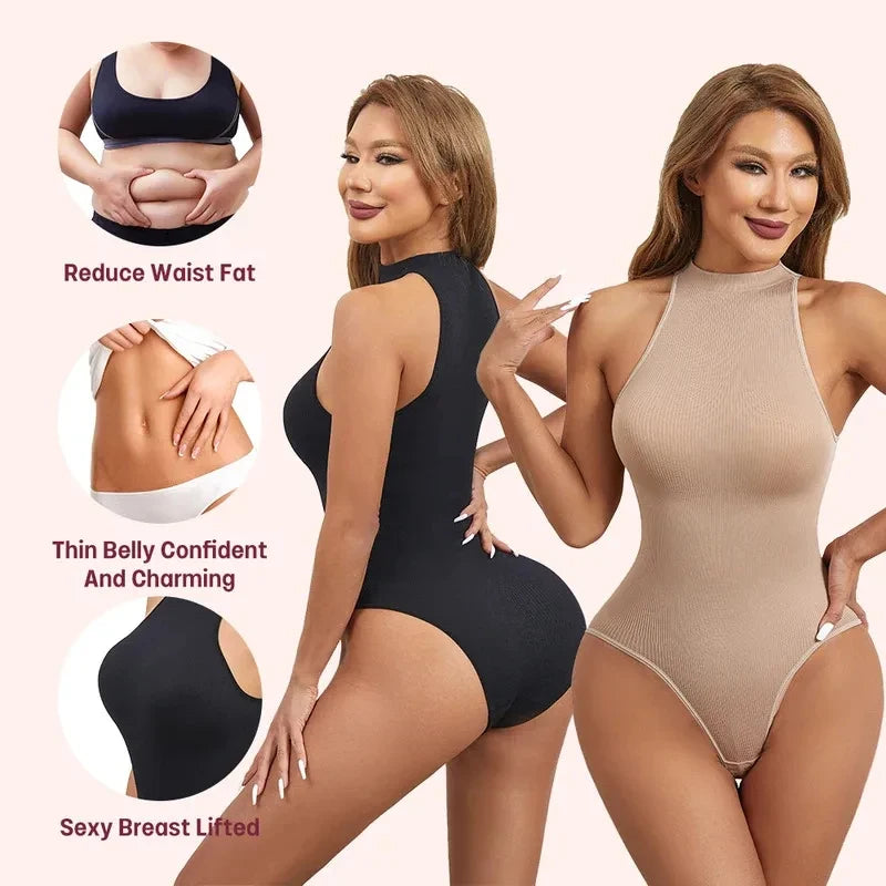 High  Elastic Bodysuits Sexy Sleeveless Crew Neck Shapewear Thong For Womens Waist Trainer Tanks Tops Tummy Control Body Shaper