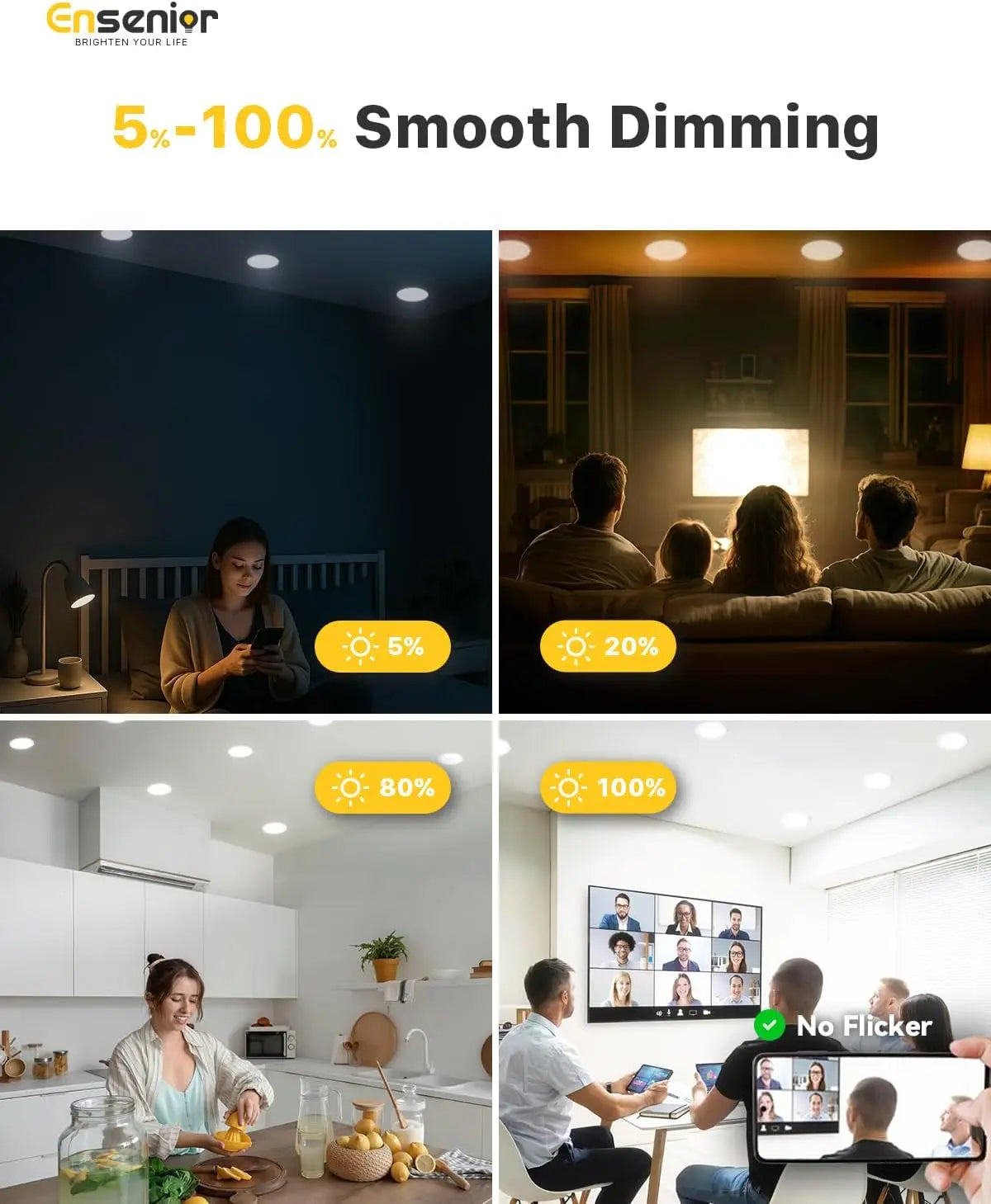 6 Pack 6 Inch LED Recessed Light, Dimmable 2700K-5000K, 1200LM High Brightness, 12W Ultra-Thin Canless Wafer Ceiling Light