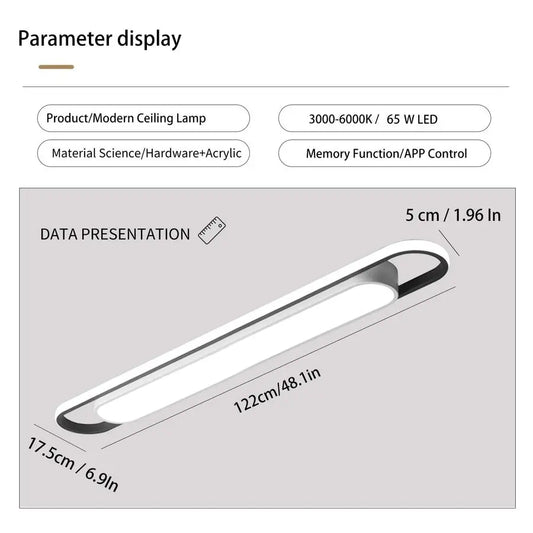 Modern Smart LED Linear Ceiling Lights Dimmable LED Ceiling Lamp with Remote Control,65W Metal Acrylic Flush Mount Ceiling Light