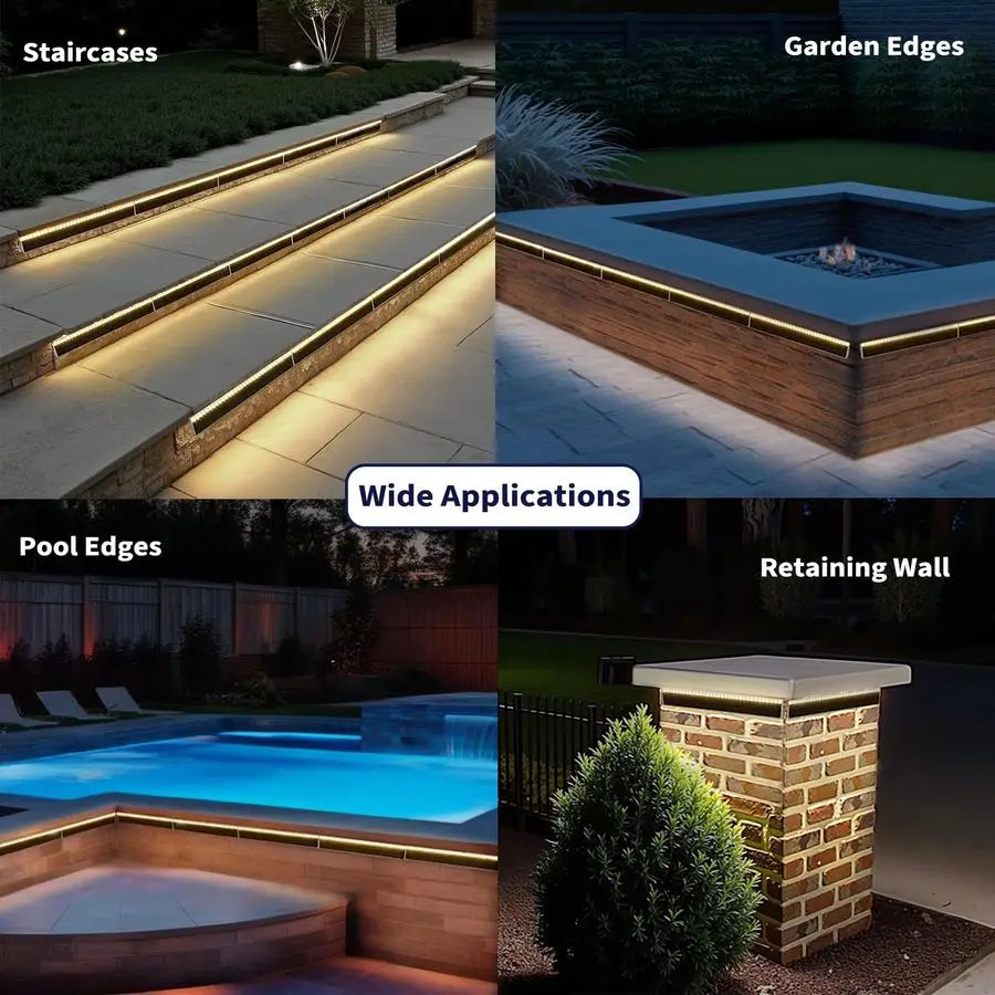 Step Lights for Outside, 33 FocusedBeam HighBrightness LEDs, Waterproof Aluminum Outdoor Stair Light for Risers, Curbsides, Pool