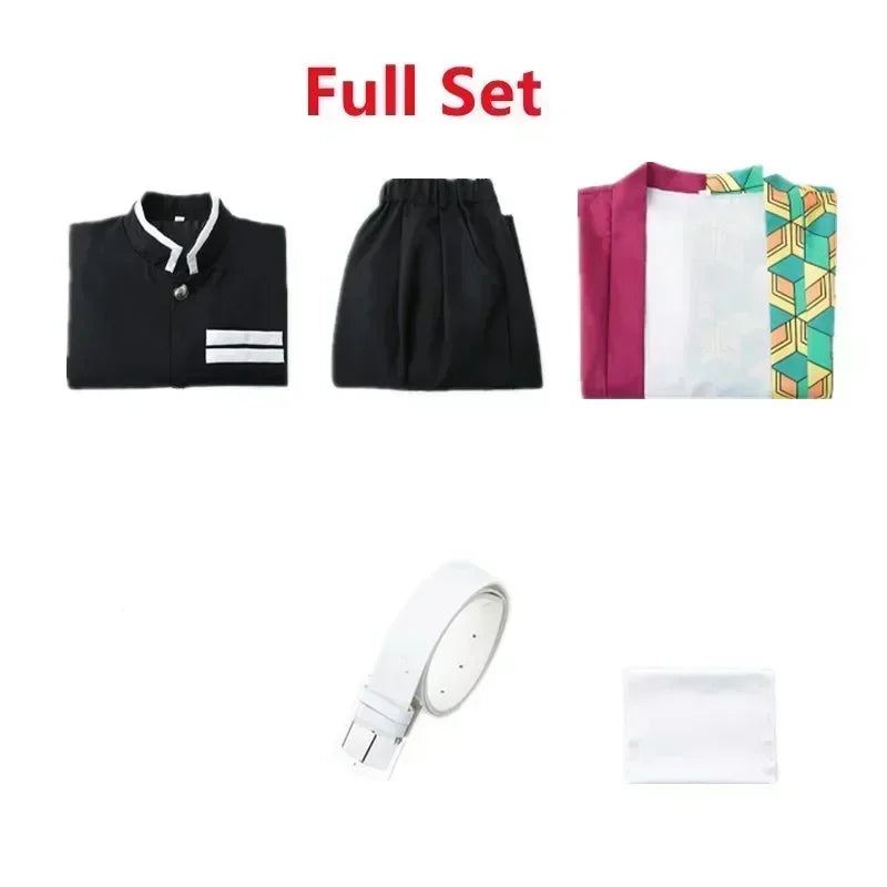 2025 Halloween Anime Demon Slayer Tomioka Giyuu Cosplay Costume Accessories Suit Uniforms Kimetsu No Yaiba Costumes Wig