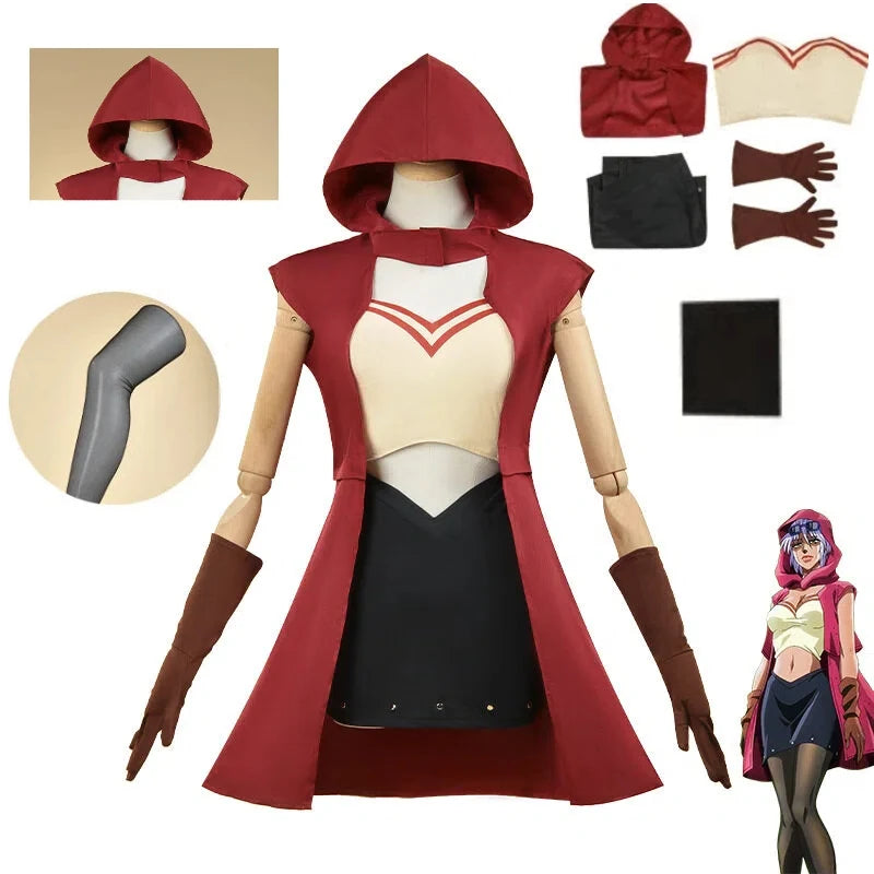 Anime JoJo Bizarre Adventure Cosplay Outfit Inner Wear Gloves Tights Mariah Cute Style Magnetic Girl Halloween Role Play Costume
