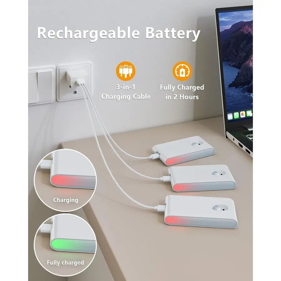 Motion Sensor Night Light, RGB amp Warm White Stair Lights Indoor, Rechargeable Color Changing Night Light, Wireless Motion Sens