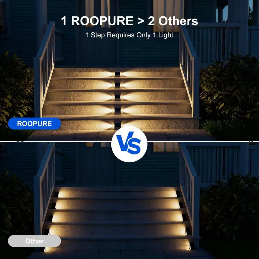 Pack Solar Powered Step Lights Outdoor Waterproof LED for Deck Stair Safety Outside Decorative Lamp for Yard, Patio, Porch Raili