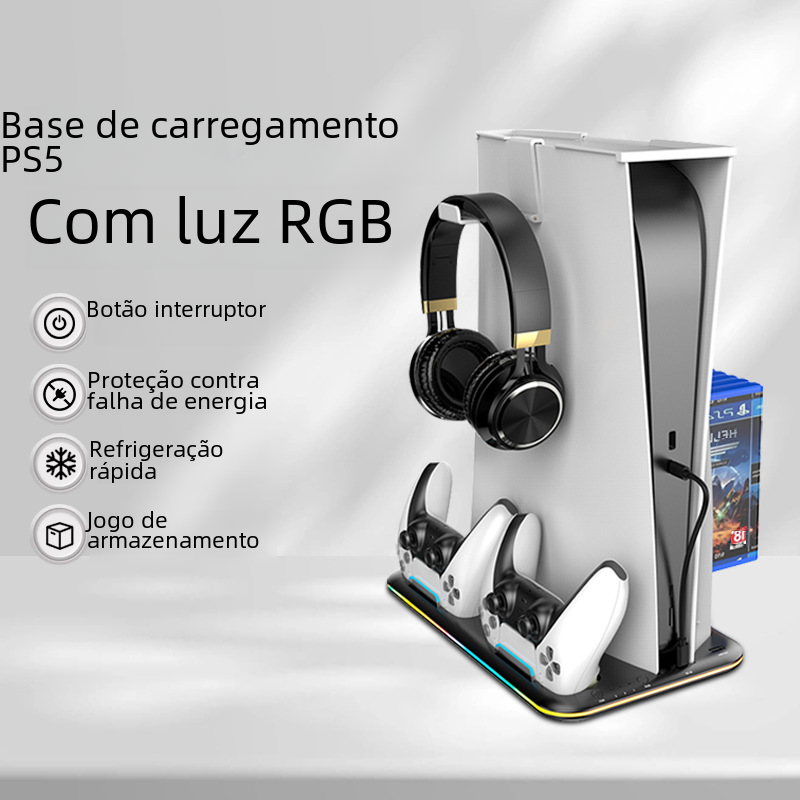 PS5 Charging Dock with RGB Light for Controllers and Headset