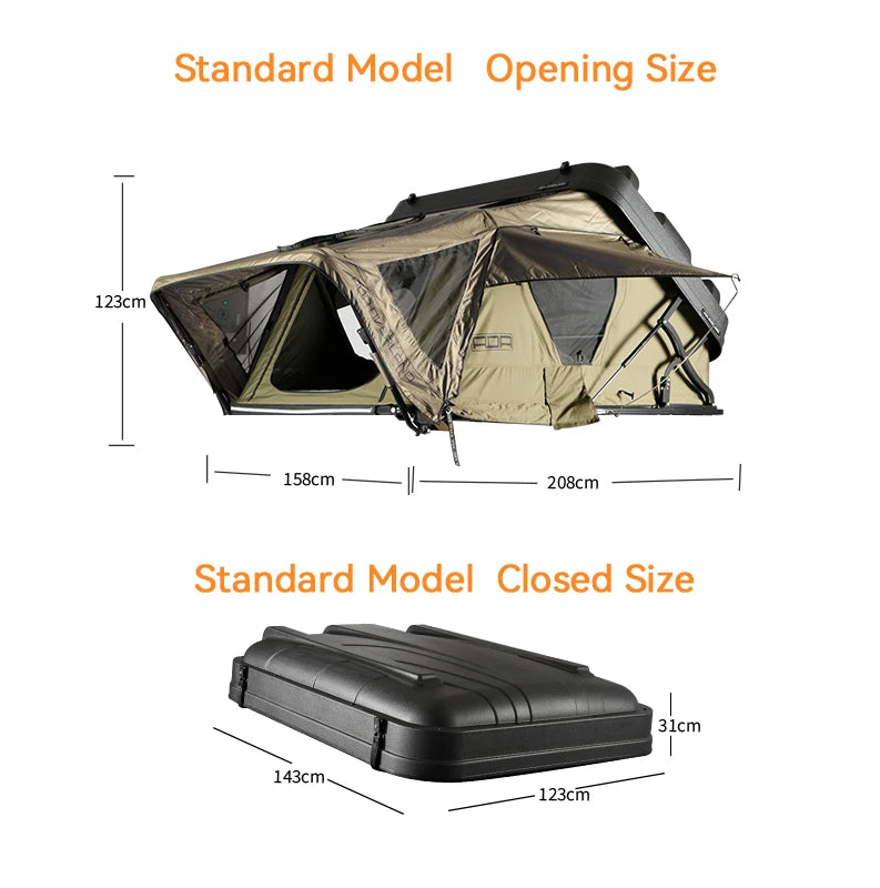 Spacious Space Factory Hot Selling Line-X Coated ABS Hard Shell Roof Top Tent For 4x4 And SUV Cars Outdoor Tent