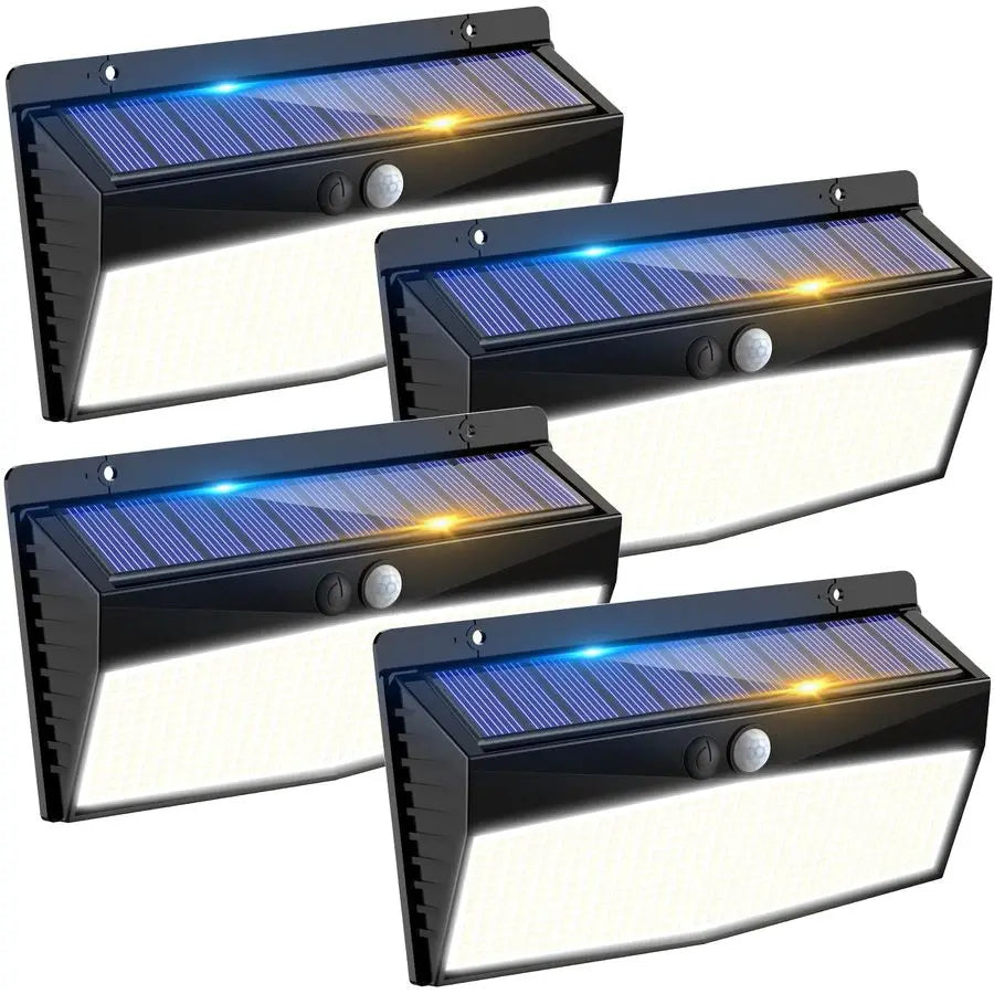 Pack 368 LED Solar Motion Sensor Lights Outdoor, Solar Fence Lights with 3 Lighting Modes, Solar Powered Security Lights Waterpr