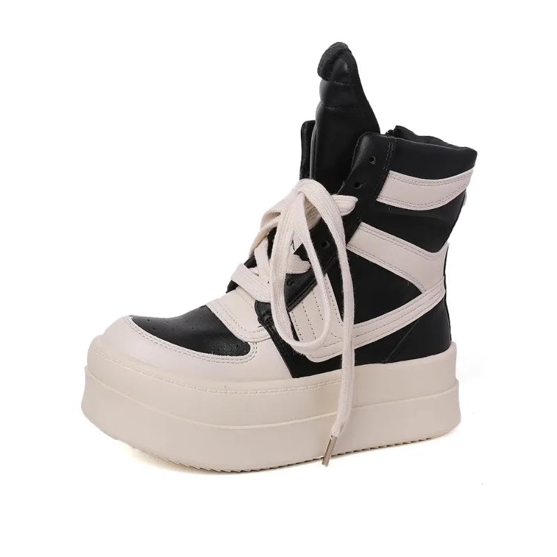 Thick Sole Ankle Boots Design High Top Shoes For Women 2025 Autumn And Winter New Height Increasing Casual Sports Board Shoes