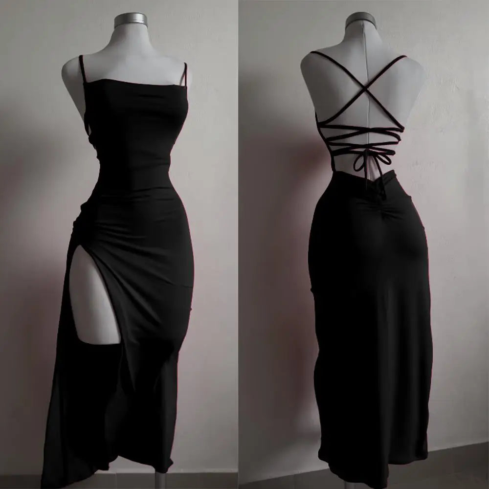 2025 explosive new dress summer high sensibility halter strap Spice Girl bag hip dress