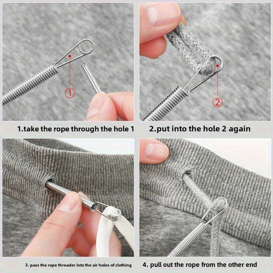 Bendable Spring Drawstring Threader Clip Pants Hoodies Elastic Band Lace Cord Flexible Drawstring Thread DIY Sewing Accessories