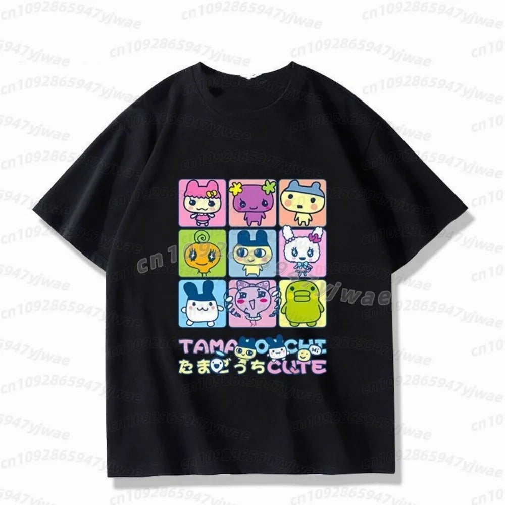 2026 Summer  men t-shirt  Japan Tamagotchi T-shirt Men's Women Tshirt Tops Graphic Female Kawaii Cartoon men Adults Tees