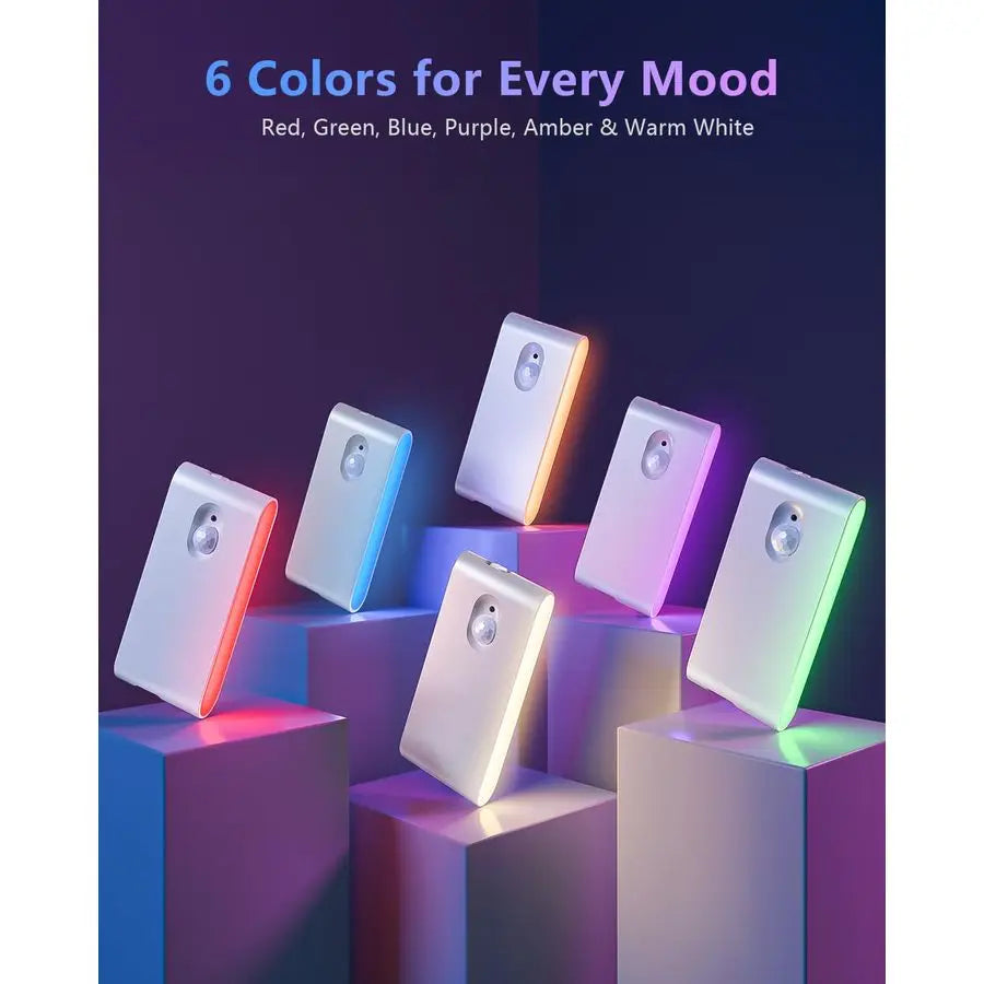 Motion Sensor Night Light, RGB amp Warm White Stair Lights Indoor, Rechargeable Color Changing Night Light, Wireless Motion Sens