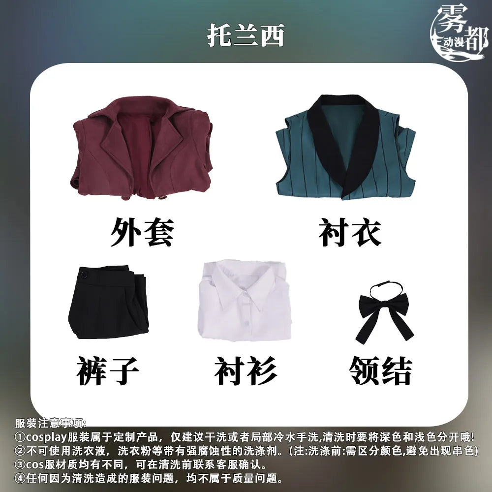 Alois Trancy Cosplay Costume Anime Black Butler Uniform Halloween Party for Women Men Carnival Props